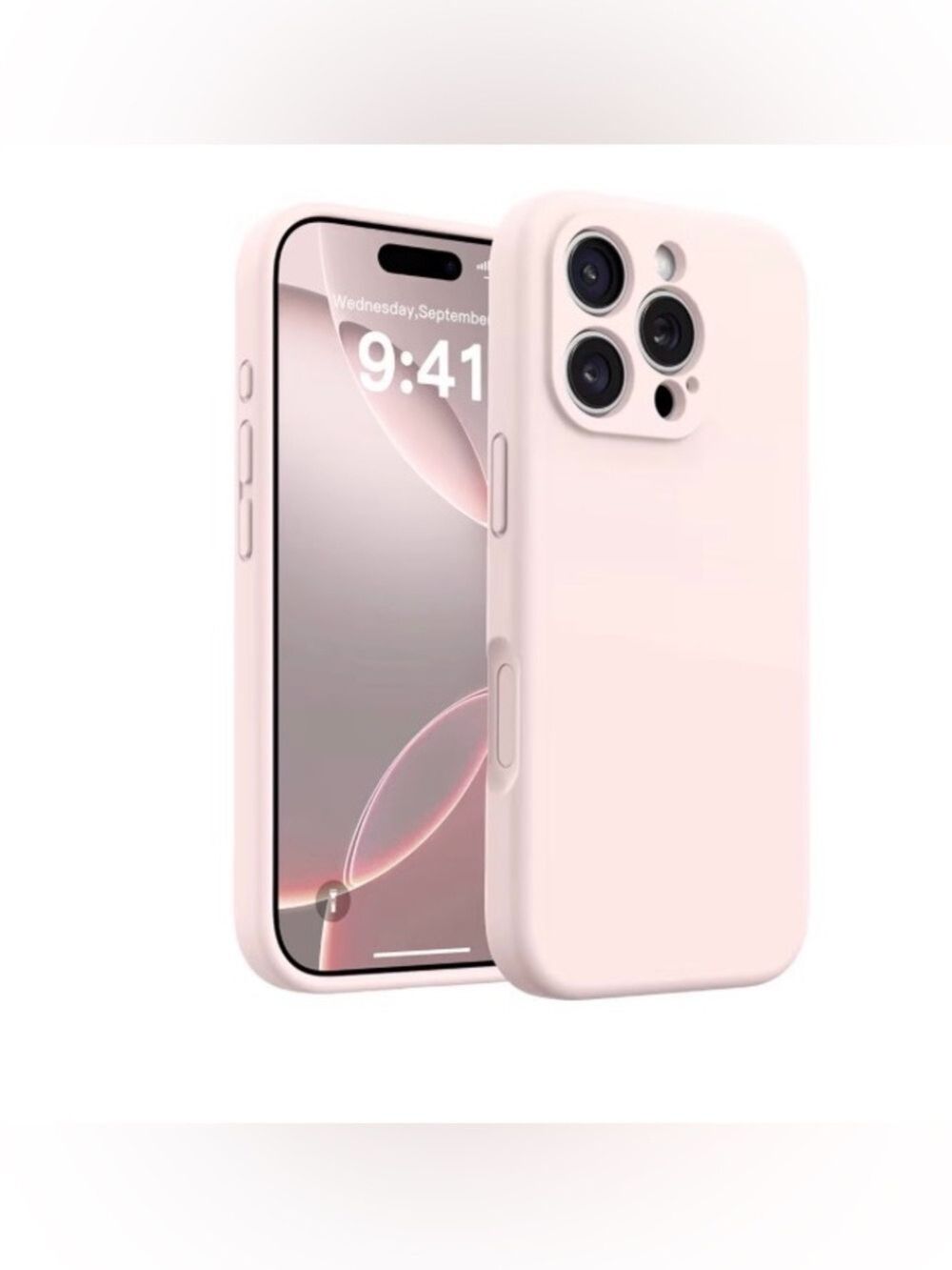 Soft Pink Protective Silicone Phone Case for iPhone 16 Pro
